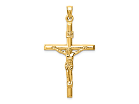 14K Yellow Gold Hollow Crucifix Pendant