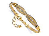 14K Two-tone 6.75-inch with 1-inch Ext. Mesh Bracelet