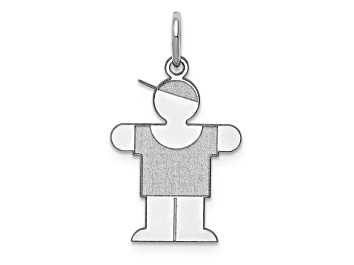 Picture of Rhodium Over 14k White Gold Satin Boy with Hat Kid Charm