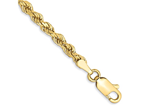 10k Yellow Gold 3mm Diamond-Cut Rope Link Bracelet