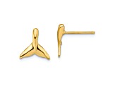 14k Yellow Gold Mini Whale Tail Stud Earrings