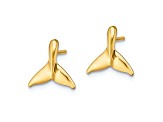 14k Yellow Gold Mini Whale Tail Stud Earrings