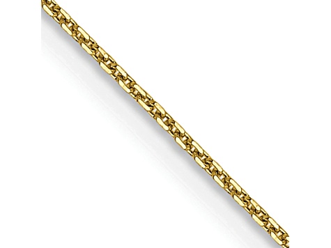 10k Yellow Gold 0.8mm Solid Diamond-Cut Round Open Link Cable 18 Inch Chain