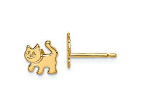 14K Yellow Gold Kitten Post Earrings