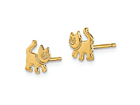 14K Yellow Gold Kitten Post Earrings