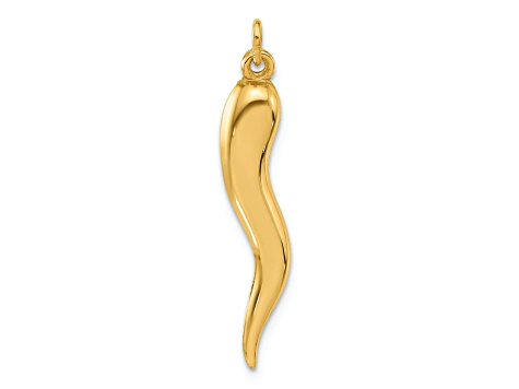 Amazon.com: Kooljewelry 14k Yellow Gold Italian Horn Cornetto Cornicello  Necklace 18 inch) : Clothing, Shoes & Jewelry