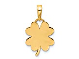 14K Yellow Gold with Rose and White Rhodium Polished and Diamond-cut Clover Pendant