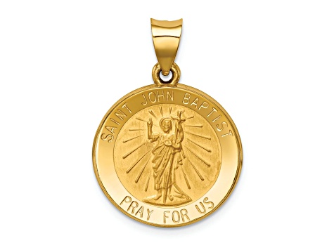 14k Yellow Gold Polished and Satin Saint John Baptist Medal Pendant