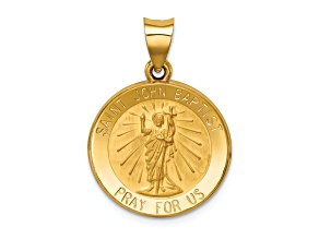 14k Yellow Gold Polished and Satin Saint John Baptist Medal Pendant