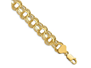 14k Yellow Gold 8mm Triple Link Charm Bracelet