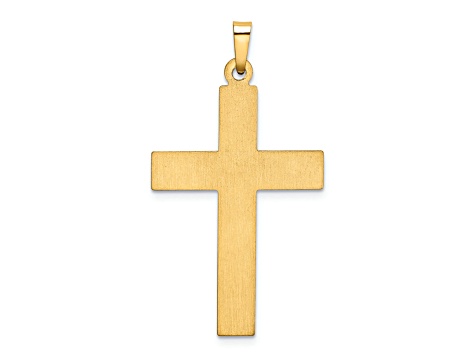 Rhodium Over 14K Two-tone Gold Polished and Satin Cross Pendant