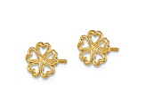 14k Yellow Gold 7.5mm Textured Five Hearts Circle Stud Earrings