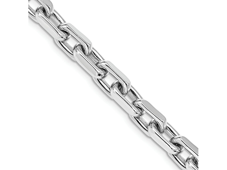 Rhodium Over 14k White Gold 7mm Hand-polished Fancy Link Bracelet