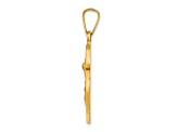 14K Yellow Gold Polished and Satin St Michael Badge Medal Hollow Pendant