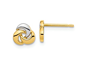 14K Yellow Gold and Rhodium Over 14K Yellow Gold Polished Knot Stud Earrings