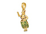 14k Yellow Gold 3D Hula Girl with Moveable Grass Skirt Charm