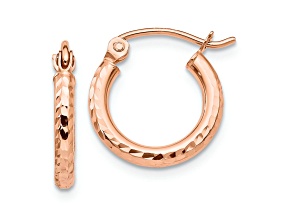 10k Rose Gold 1/2" Diamond-Cut Hoop Earrings