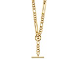 14K Yellow Gold Paperclip and Round Link Y-drop 18-inch Toggle Necklace