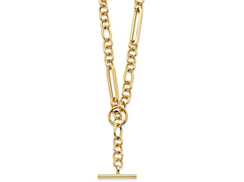 Picture of 14K Yellow Gold Paperclip and Round Link Y-drop 20-inch Toggle Necklace