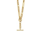 14K Yellow Gold Paperclip and Round Link Y-drop 20-inch Toggle Necklace