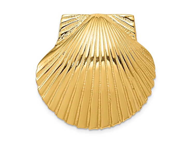 14k Yellow Gold Textured Fits Up To 8mm and 10mm Medium Scallop Shell Slide Pendant