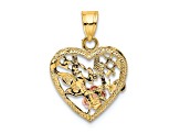 14K Tri-color Gold Number 1 WIFE In Heart with Flower Charm