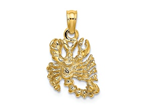 14k Yellow Gold 3D Textured Scorpio Zodiac pendant