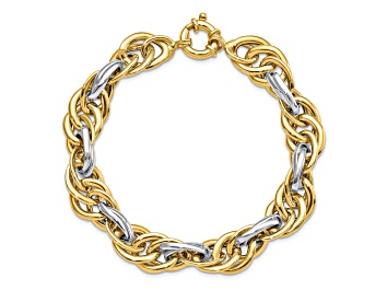 Picture of 14k Two-tone Gold 11.5mm Polished Fancy Link Bracelet