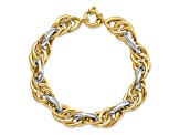 14k Two-tone Gold 11.5mm Polished Fancy Link Bracelet