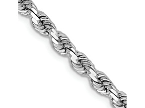 Rhodium Over 14k White Gold 3.75mm Solid Diamond-Cut Rope 18 Inch Chain
