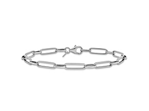 Rhodium Over 14k White Gold Polished and Textured 4.2mm Fancy Link Bracelet