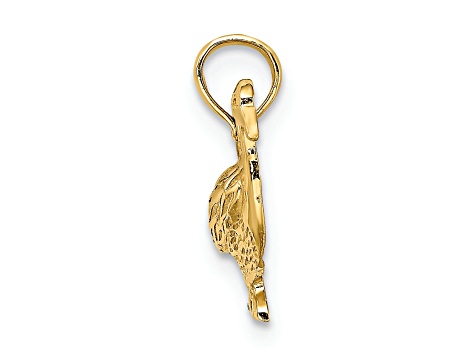 14k Yellow Gold Textured Goose Charm