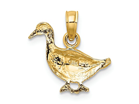 14k Yellow Gold Textured Goose Charm