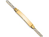 14k Yellow Gold and Rhodium Over 14k Yellow Gold Children's Pavé Curb Link ID Bracelet