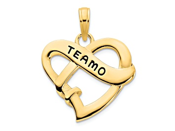 Picture of 14k Yellow Gold Epoxy Te Amo Heart Charm