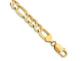 14k Yellow Gold Polished 7.5mm Concave Open Figaro Link Bracelet