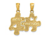 14k Yellow Gold Textured Best Friends Puzzle Pieces Break-Apart Pendant
