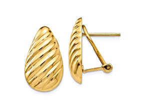 14k Yellow Gold Polished Diagonal Teardrop Stud Earrings