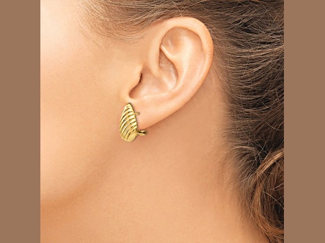 14k Yellow Gold Polished Diagonal Teardrop Stud Earrings