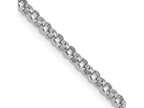 14K White Gold 1.55mm Rolo Pendant Chain Necklace