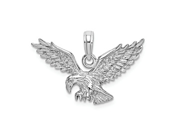 Picture of Rhodium Over 14k White Gold Textured Eagle Landing pendant