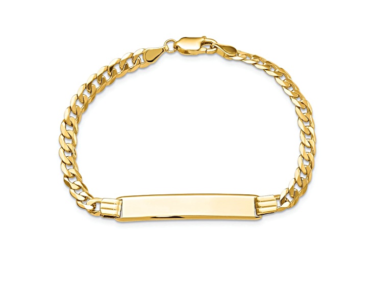 10k Yellow Gold Flat Curb Link ID Bracelet - 11PPNA | JTV