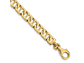 14k Yellow Gold 6.5mm Hand Polished Fancy Mariner Link Bracelet