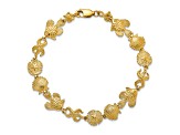 14k Yellow Gold Textured Sea Life Link Bracelet