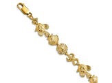 14k Yellow Gold Textured Sea Life Link Bracelet