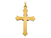 14k Yellow Gold and 14k White Gold Textured Claddagh Cross Pendant