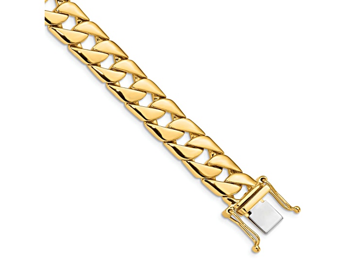 10k Yellow Gold and 10k White Gold 10.2mm Hand-polished Fancy Curb Link Bracelet