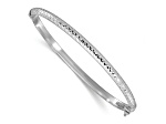 Rhodium Over 14K White Gold Diamond Cut 4mm Hinged Bangle