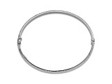 Rhodium Over 14K White Gold Diamond Cut 4mm Hinged Bangle