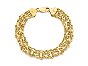 14k Yellow Gold 11mm Double Link Charm Bracelet